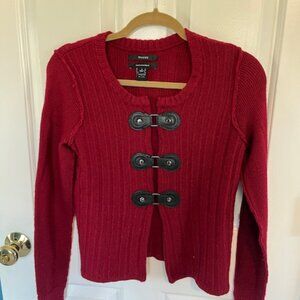 Tahari Buckle Front Cardigan - Wool Blend